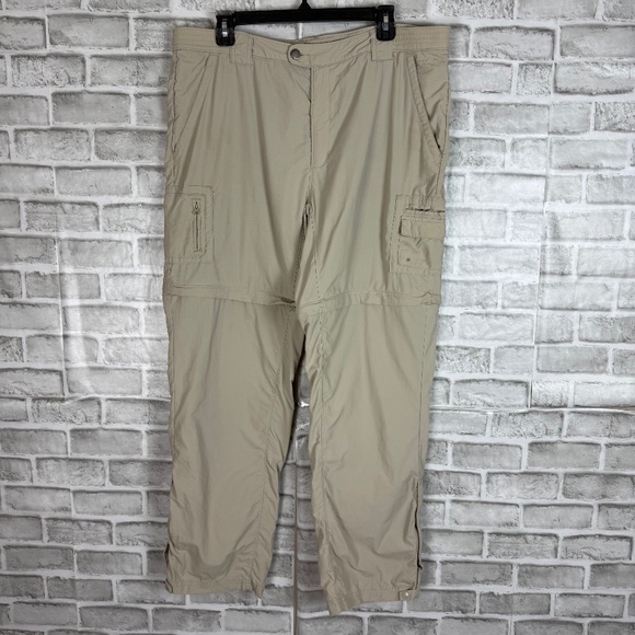 Columbia Titanium 100% Nylon Light Beige Convertible Pants Mens Large 36 x 30 - Picture 1 of 9